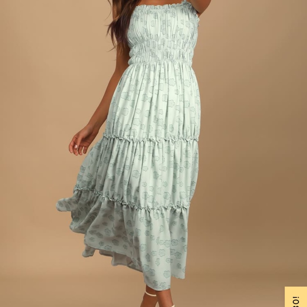 Lulus 
Bloom Sweetly Sage Green Tiered Maxi Dress